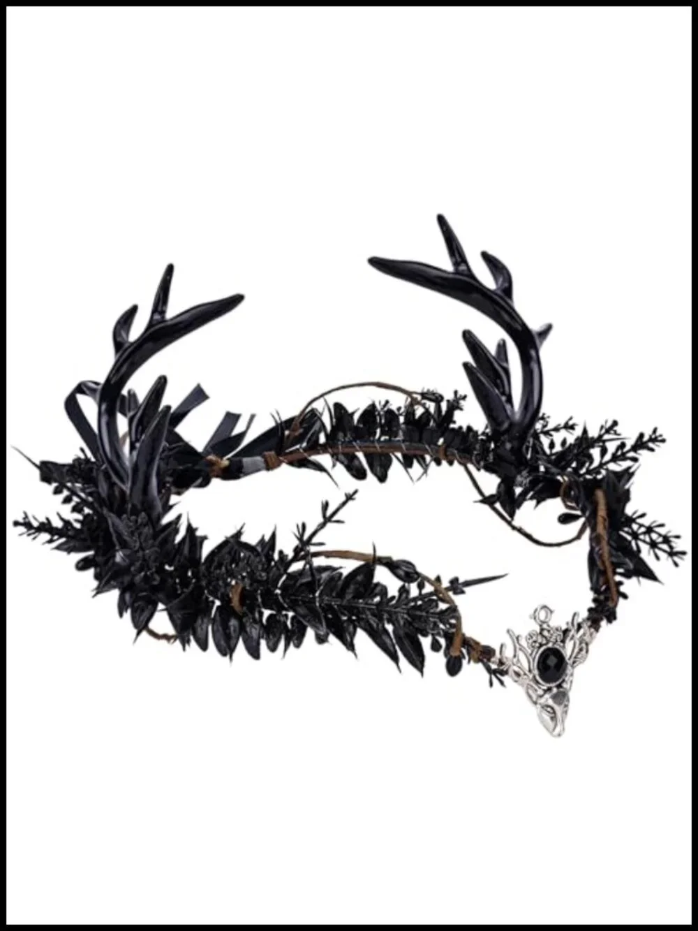 Gothic Black Antler Crown Dark Elf Headpiece Adjustable Fantasy Costume